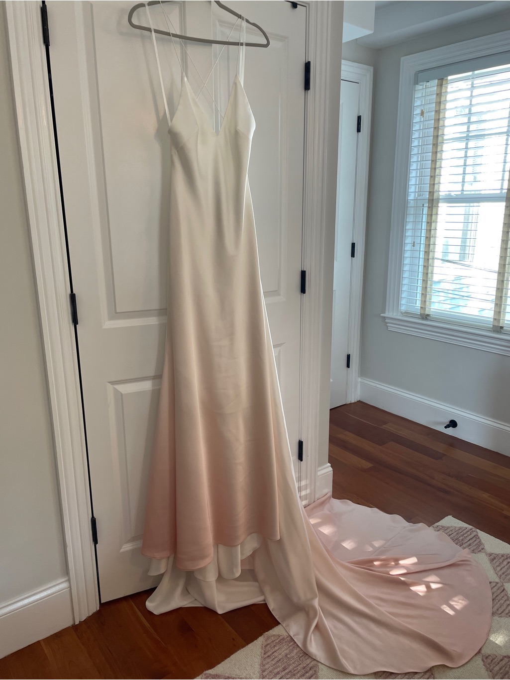 Rue De Seine Palm Haze Ivory Satin Bias Slip Gown With Train — image 5 of 8